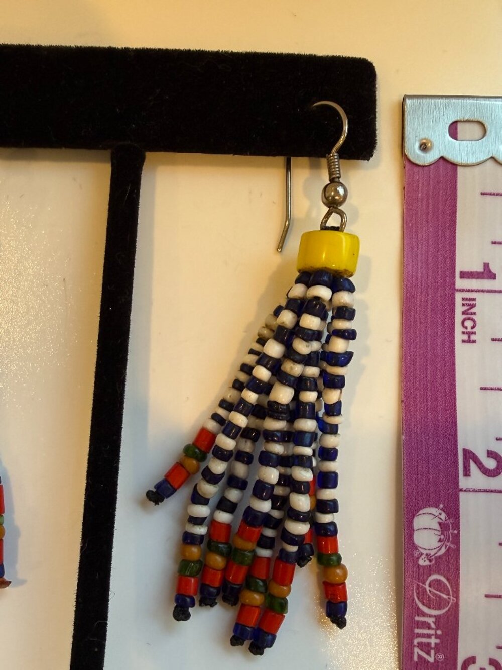 Handmade Seed Bead Tassel Fringe Earrings Multicolor Boho Western - Picture 5 of 6